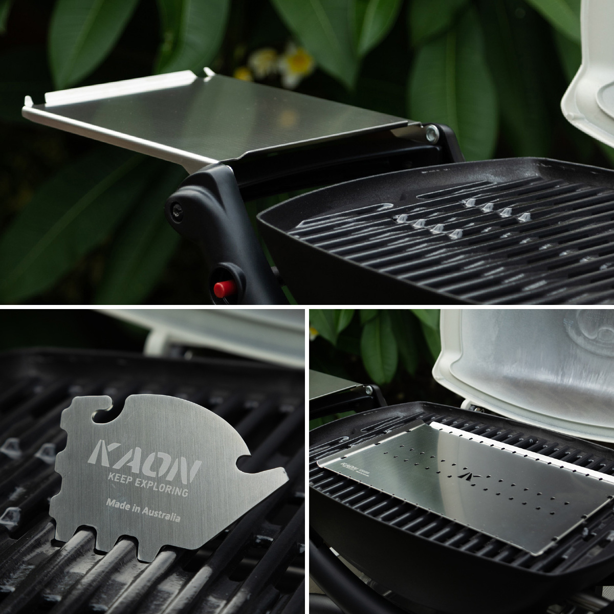 Mesas laterales de acero inoxidable para adaptarse a Weber Baby Q + bandeja de convección y herramienta - Imagen 7 de 26