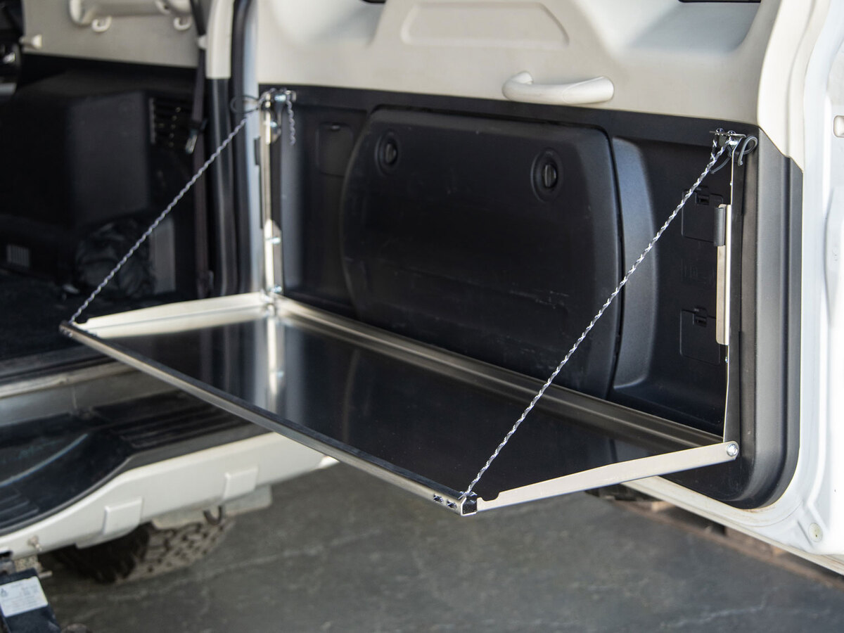 Rear Door Drop Down Table to suit Mitsubishi Pajero Gen 4 NS-NX [Natural Stainless]