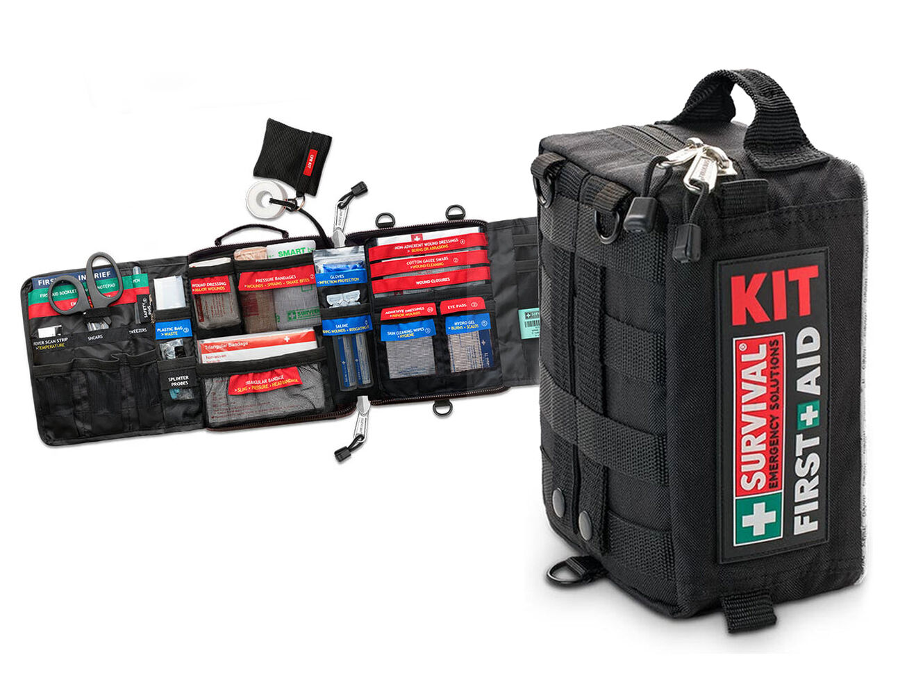 SURVIVAL Vehicle First Aid KIT & Panel Bundle for Molle Mesh