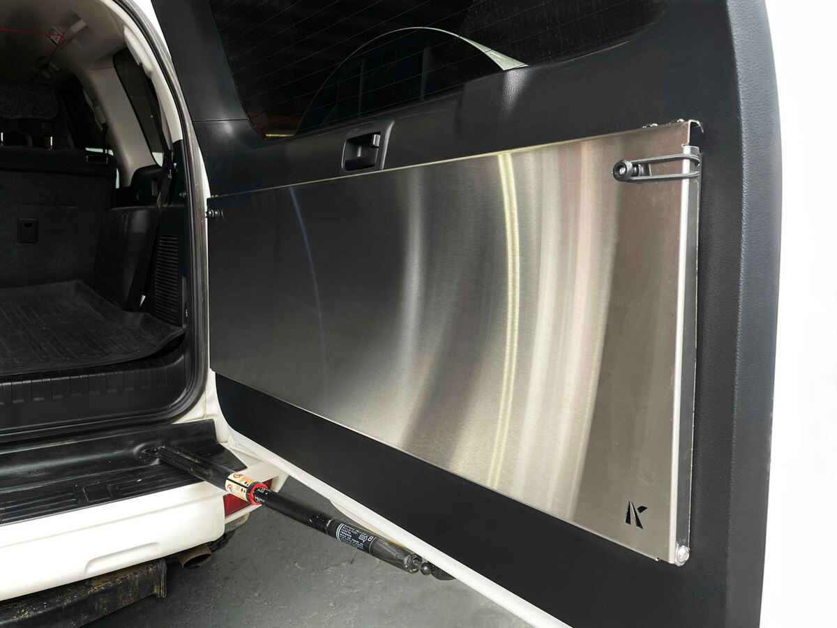 Rear Door Drop Down Table to suit Toyota Prado 150 / Lexus GX 460 [Colour: Natural Stainless]