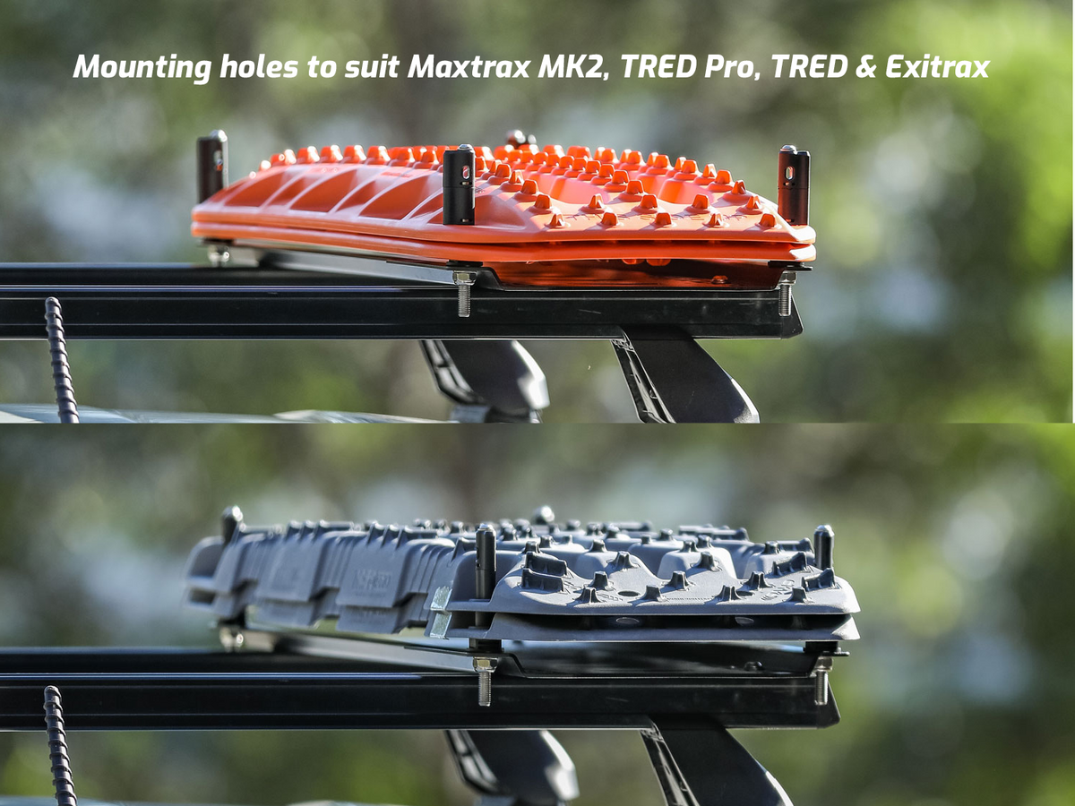 Maxtrax & TRED Mounting Board to suit Cross Bars [Option: No Pins]