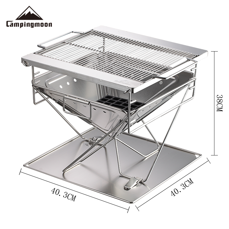 Camping Moon Bbq Stainless Steel Portable Folding Fire Pit