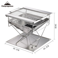 Camping Moon X-BBQ Stainless Steel Portable Folding Fire Pit Charcoal
