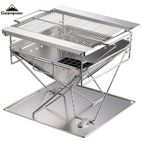 Camping Moon Large BBQ Stainless Steel Portable Folding Fire Pit Charcoal MT-055
